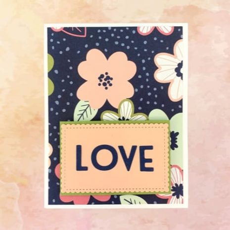Fun Valentines Day Card for a young (or young at heart) woman in navy, petal pink, and bright green